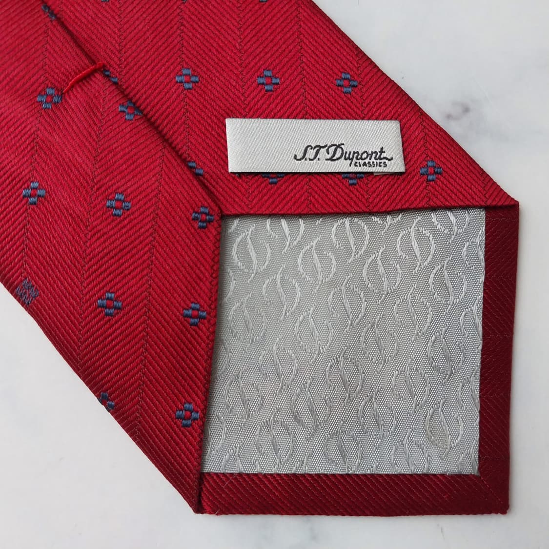듀퐁 실크 레드 미니 패턴 넥타이 8.9cm A~A+등급 K2028 상품이미지7