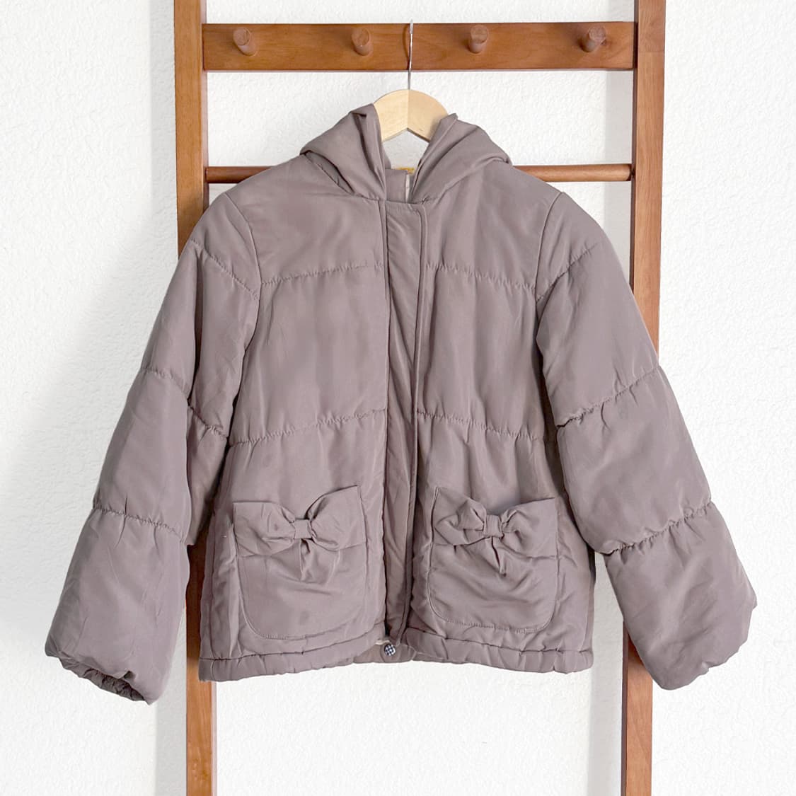 플라워 라이닝 리본 포켓 패딩 자켓 상품이미지1