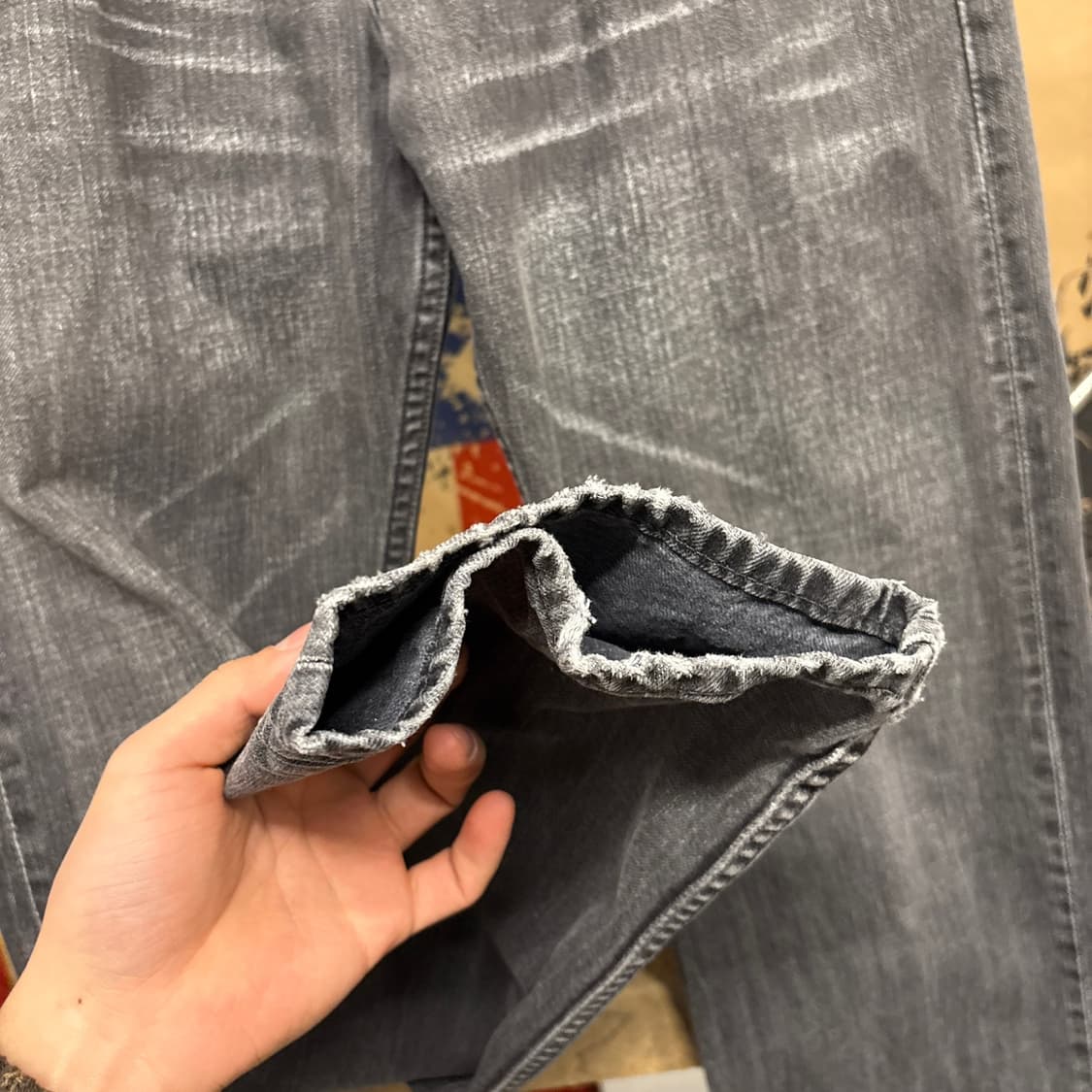 00s 리바이스 버튼 플라이 캣브러쉬 빈티지 워싱 흑청 데님 팬츠 N77 상품이미지6