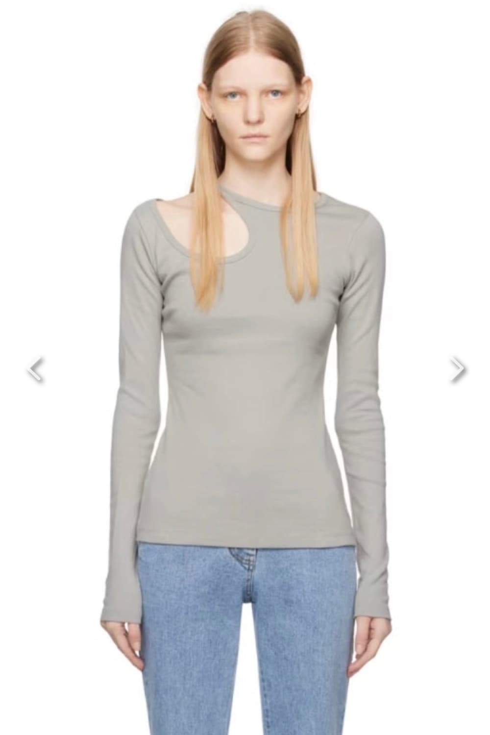 LOW CLASSIC 로우클래식 컷아웃 롱슬리브 티셔츠 그레이 상품이미지3