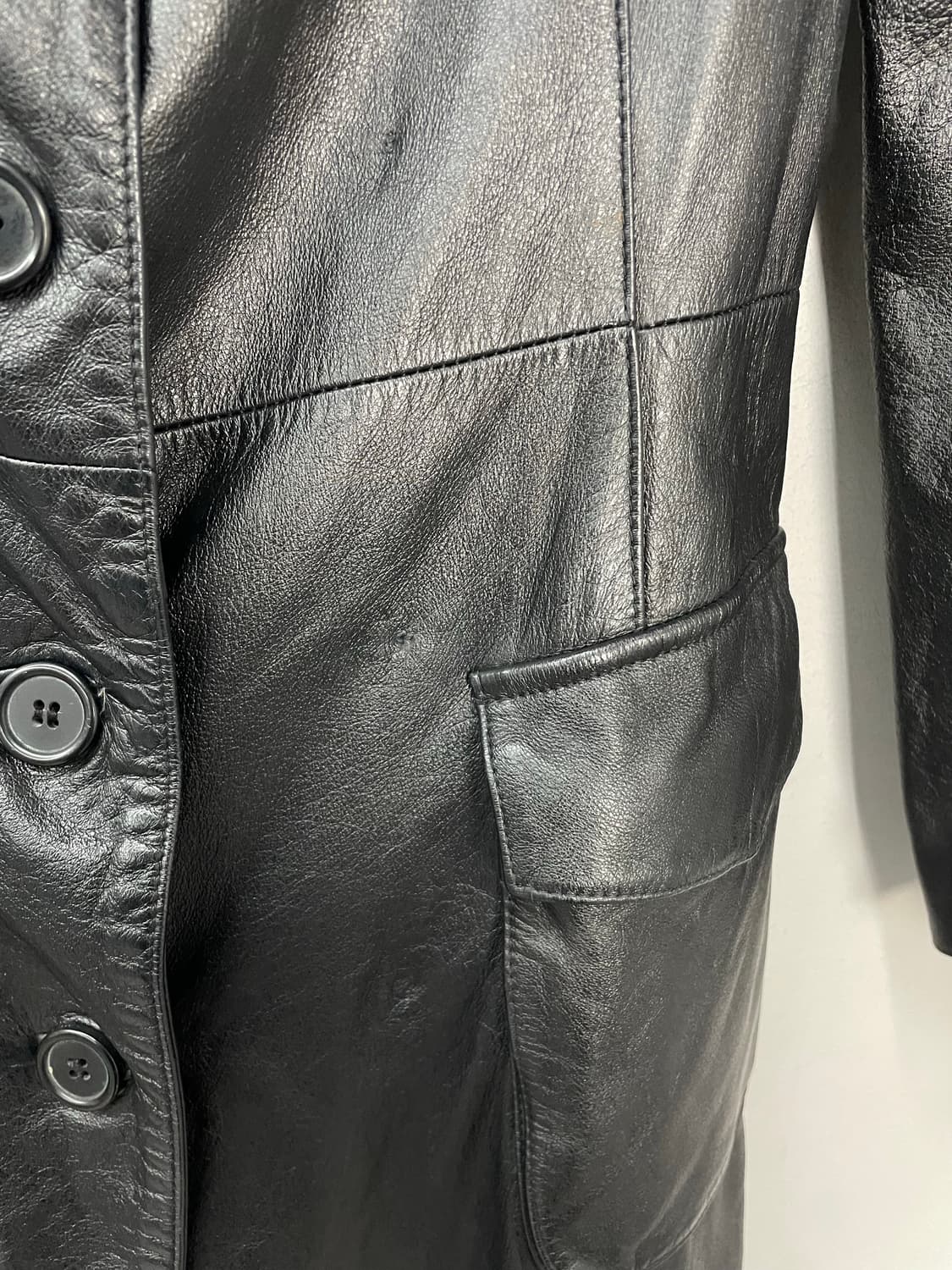 빈티지 블랙 가죽 트렌치코트 H1121 상품이미지8