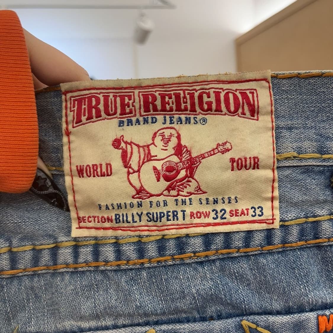 트루릴리전 빌리 슈퍼 티 찢청 컬러 스티치 데님팬츠 32인치 C08627 상품이미지5