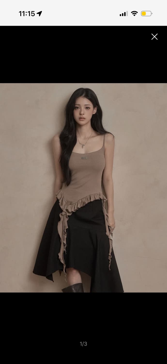 카키포인트 러플 레이어드 슬리브리스 브라운 상품이미지2