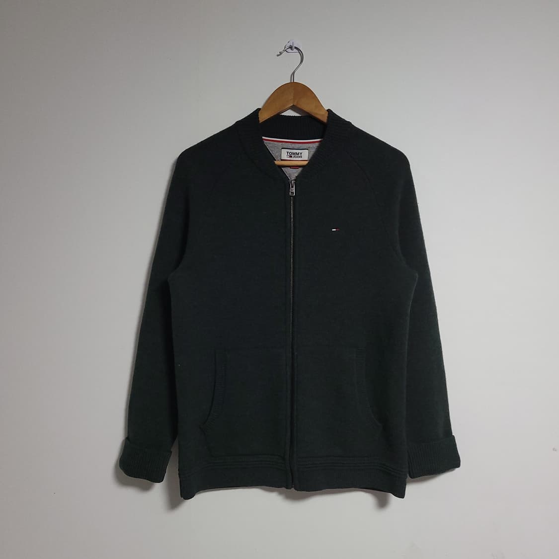 (M) 타미진스 딥그린 니트 집업 가디건 자켓 상품이미지1