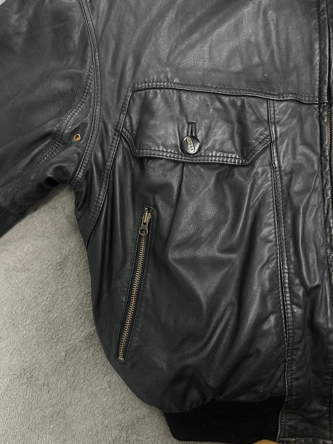 80s HUGO BOSS 레더 봄버 자켓 L 상품이미지6