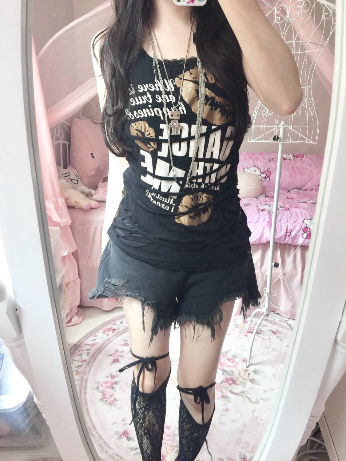 Vintage Grunge Rock Mesh Tiered sleevele 상품이미지4