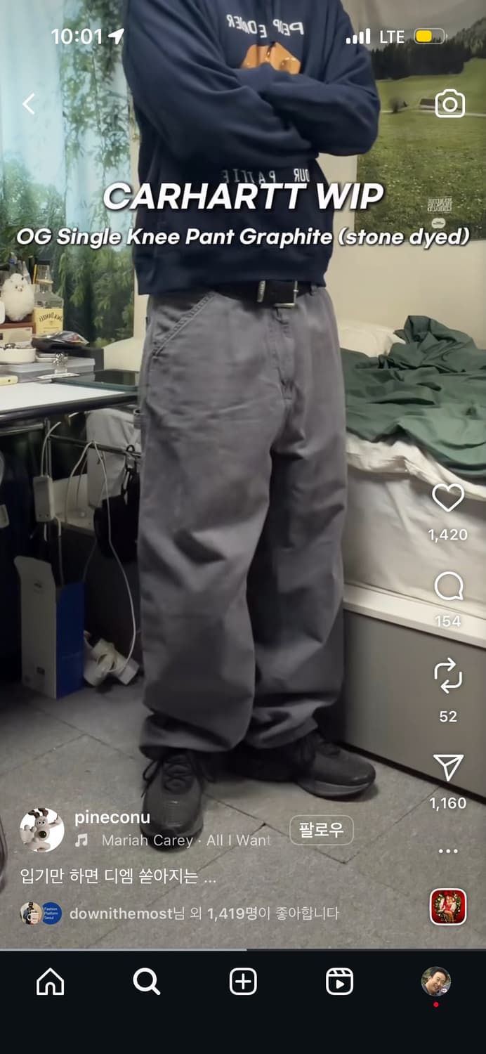 구매글) 칼하트윕 og싱글니 그래파이트(stone dyde) L 상품이미지1