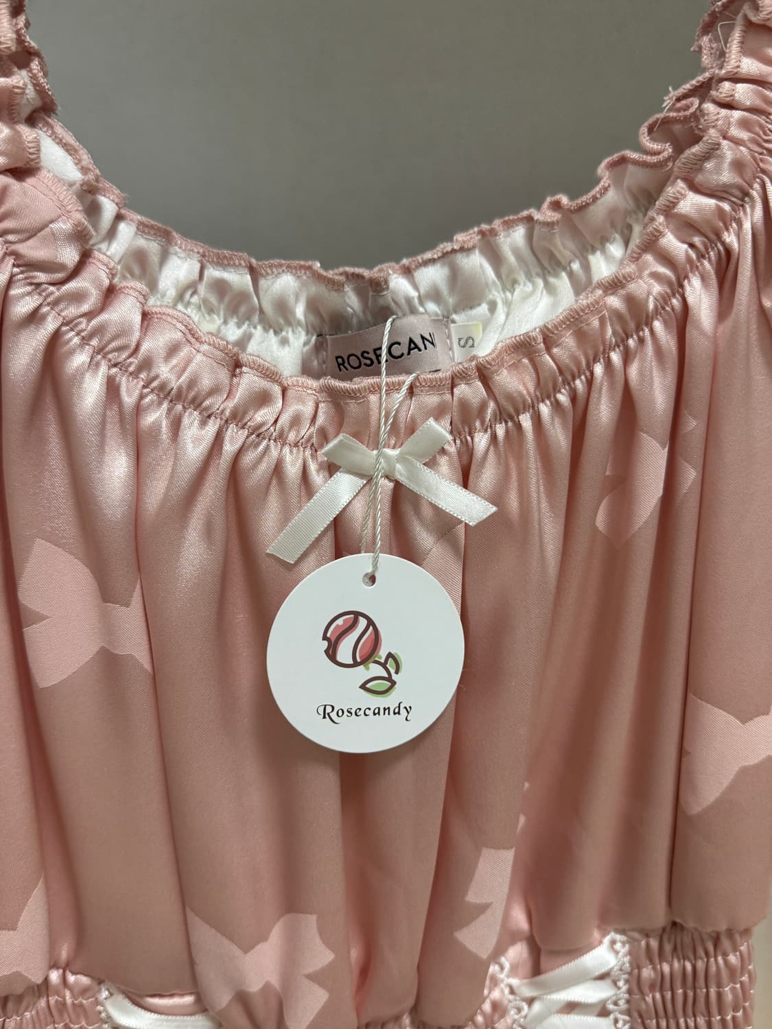 rosecandy 일본빈티지 핑크아일렛리본원피스 상품이미지3