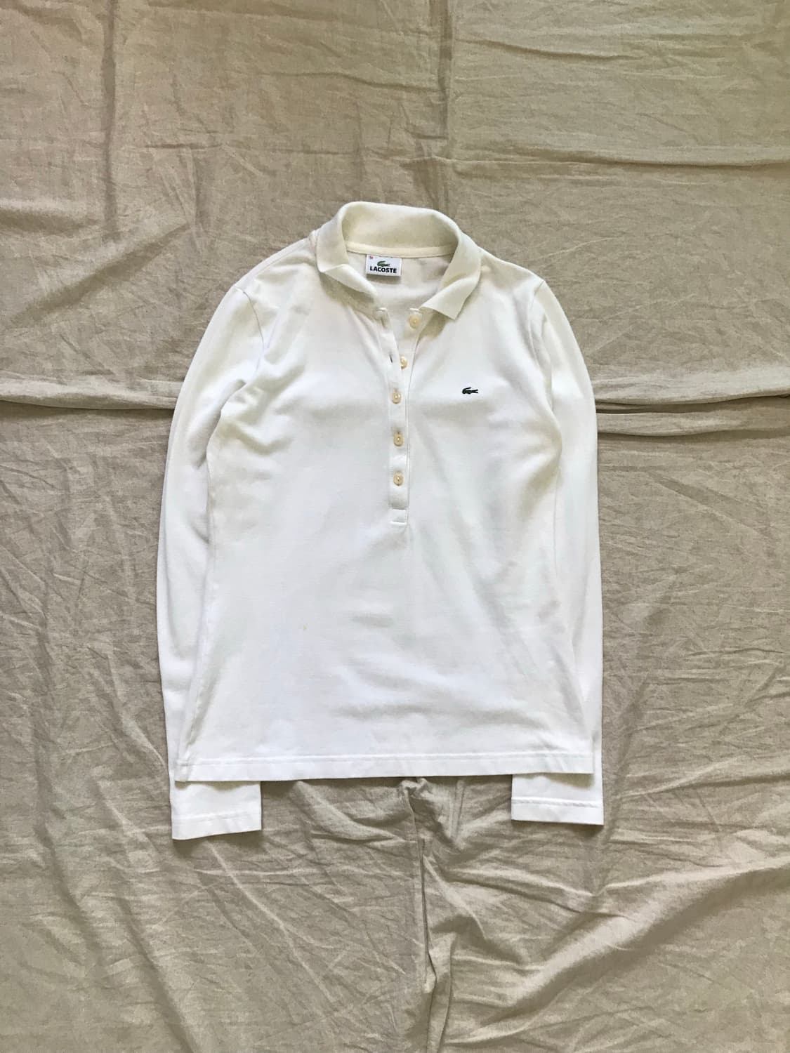 라코스테 미니로고 여성 긴팔 카라티 화이트  상품이미지5