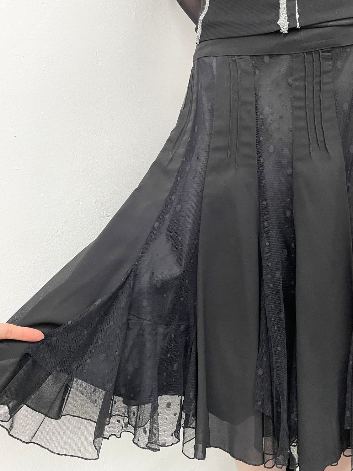 블랙 시어 도트 레이스 스커트 상품이미지3
