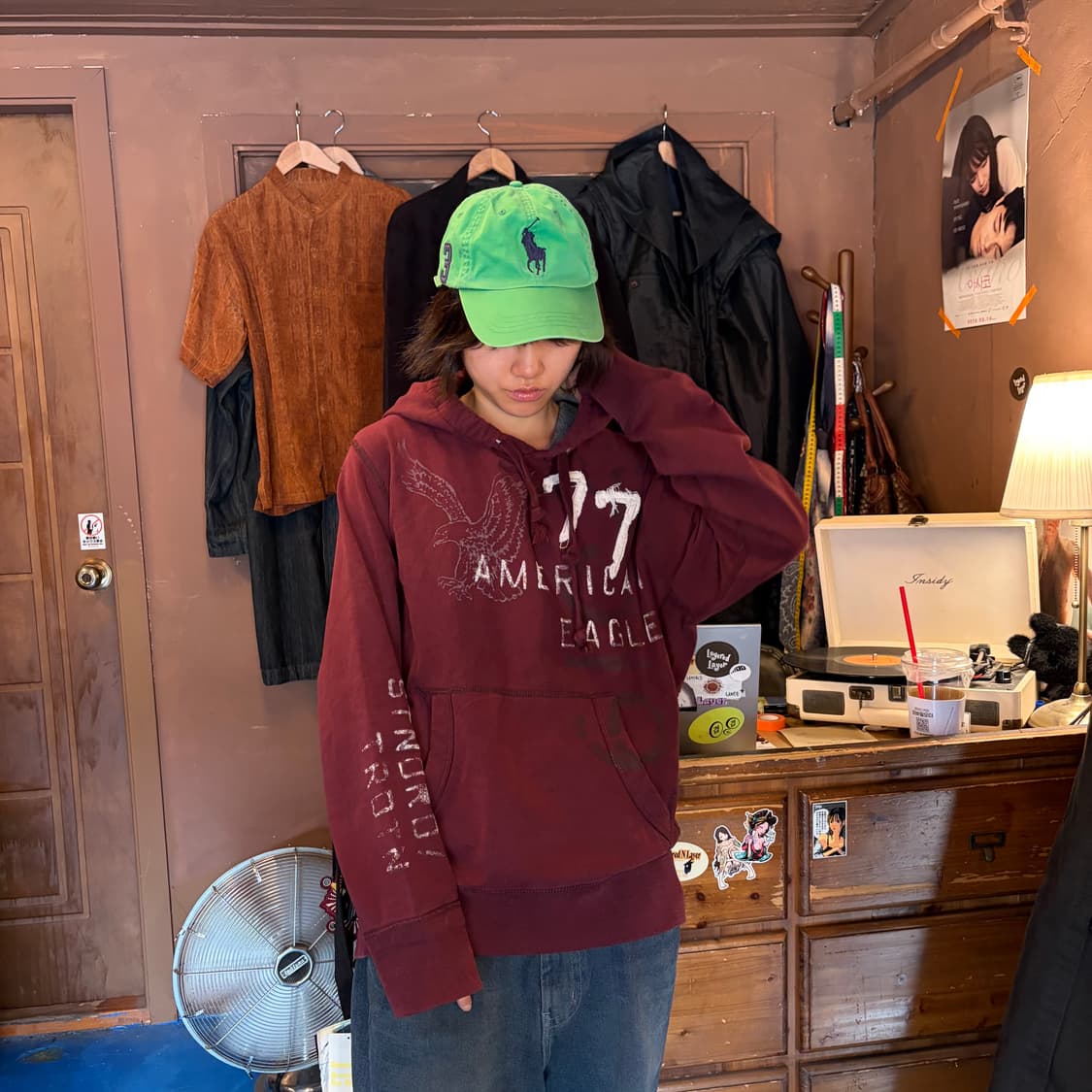 00S American eagle 프린트 그런지 후드티 상품이미지3