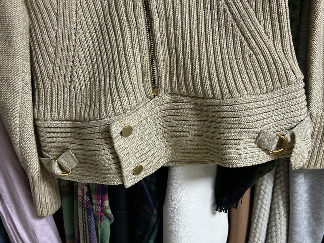 빈티지 금색 글리터 니트 집업 상품이미지2