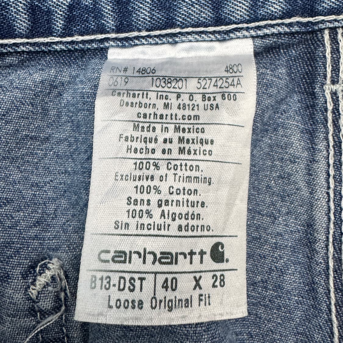 칼하트 OG 가죽패치 카펜터 와이드 워크 데님팬츠 상품이미지7