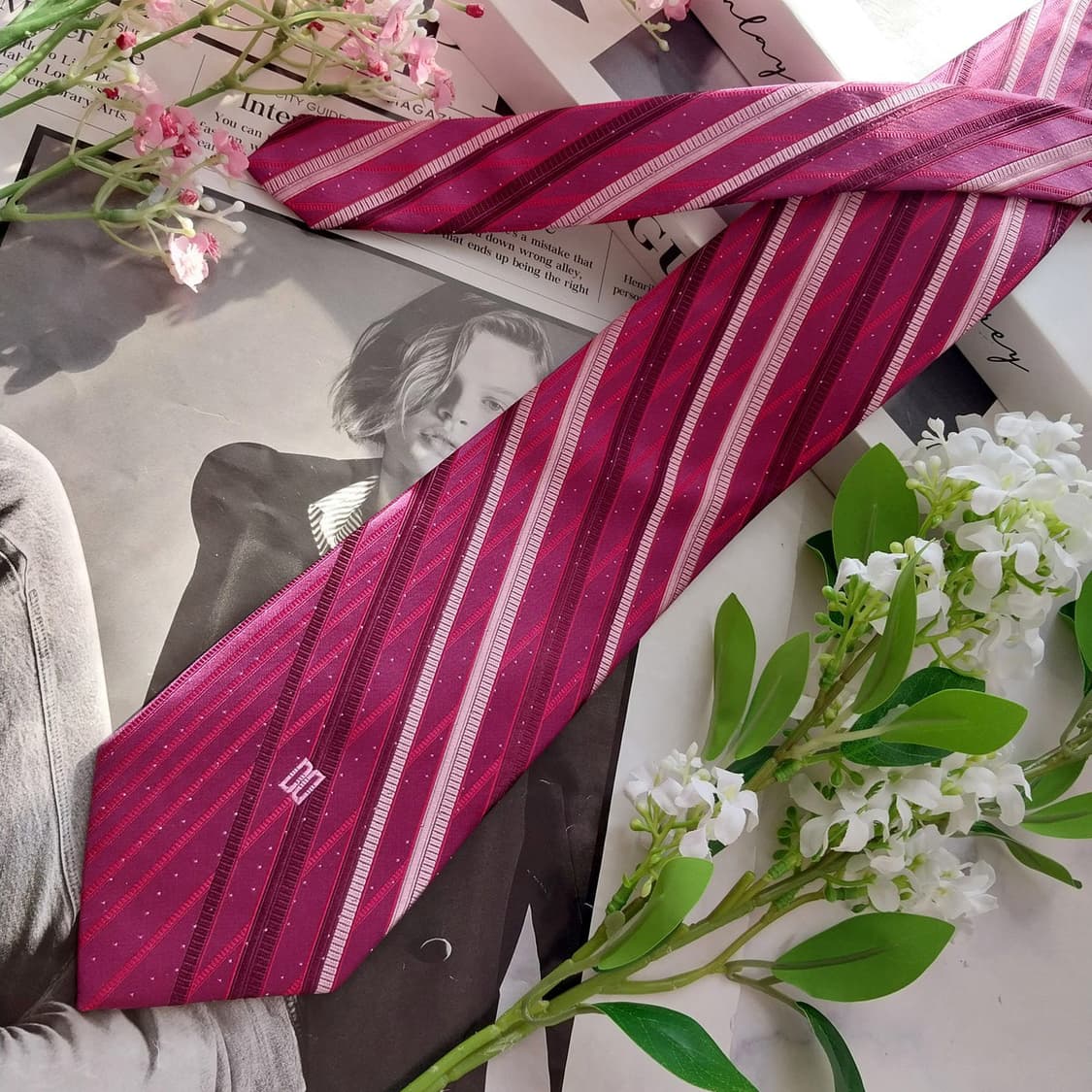 닥스 실크 레드 스트라이프 패턴 넥타이 8.7cm A+등급 K1948 상품이미지2