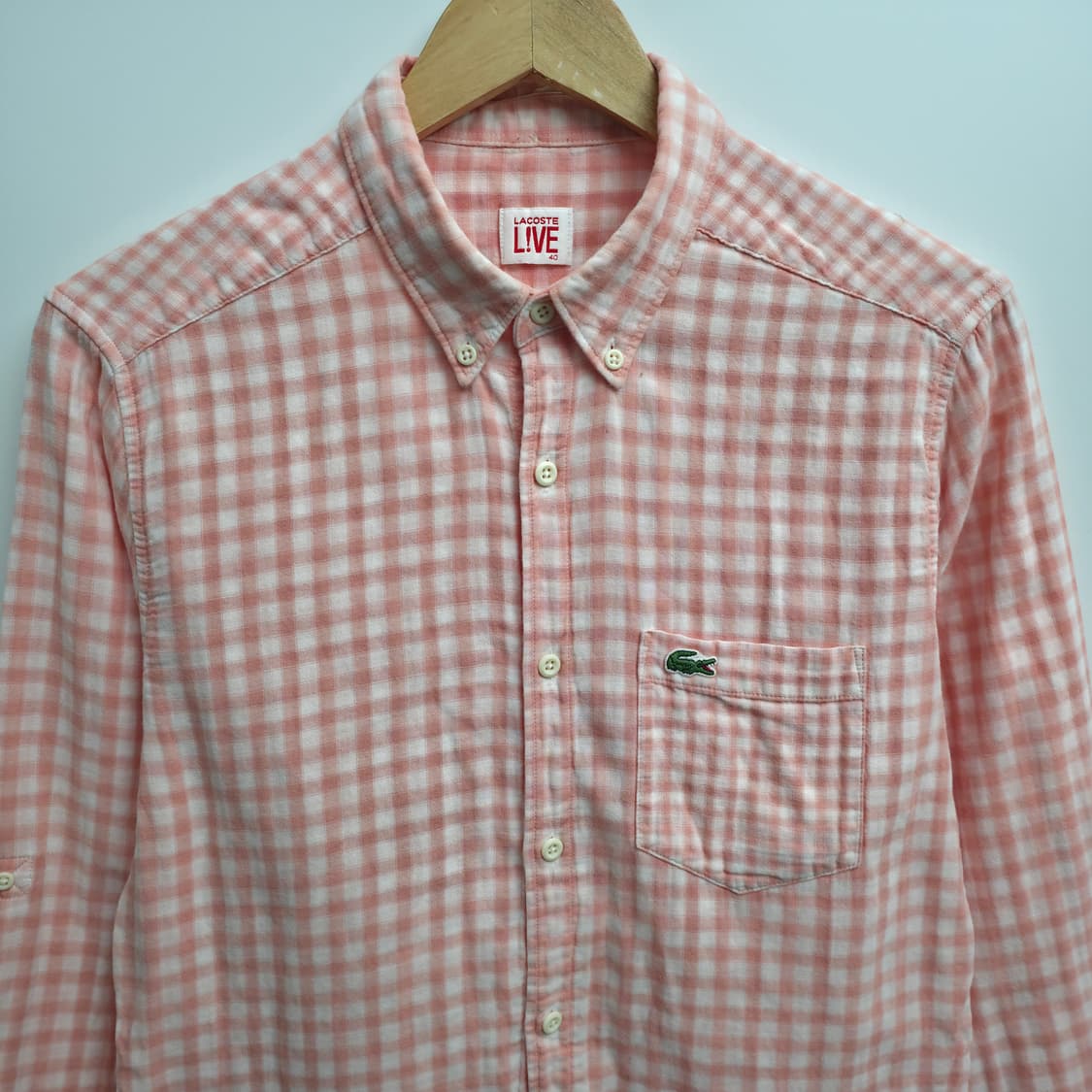 [S] 라코스테 라이브 체크 셔츠 핑크 상품이미지2