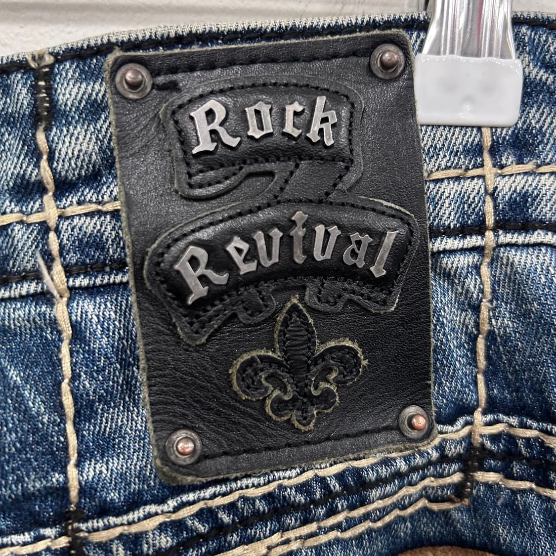 락 리바이벌 슬림핏 워싱 스티치 데님팬츠 상품이미지4