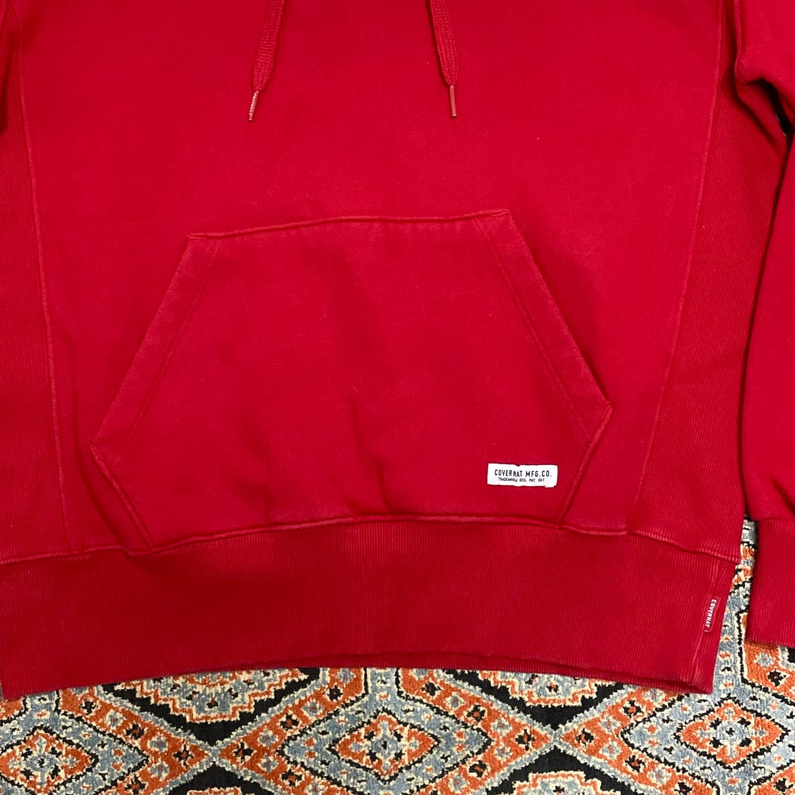 커버낫 스펠로고 레드 기모 후드티셔츠 남성L 상품이미지3
