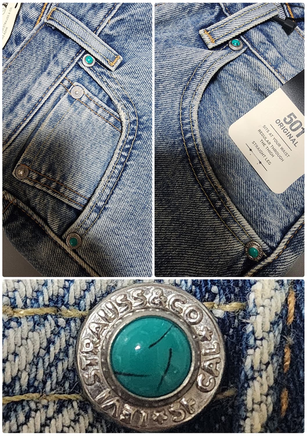 리바이스 501 셀비지 터키석 리벳 (W30) 상품이미지6