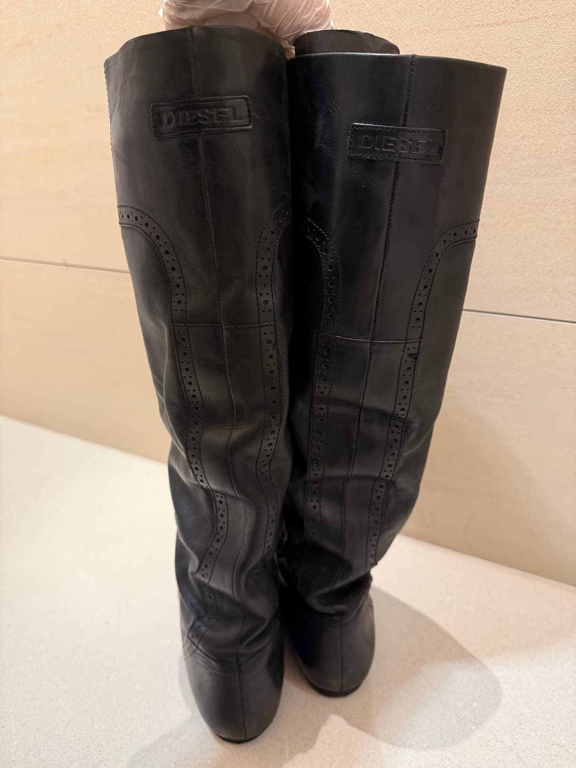 디젤 블랙 가죽 롱부츠 37 부츠 레더 워커 빈티지 여성부츠 플랫슈즈 상품이미지2