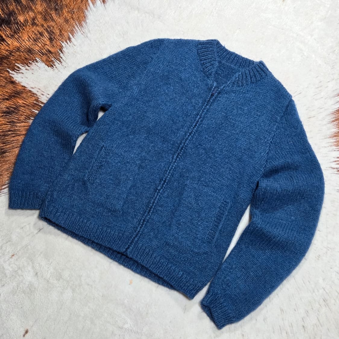 빈티지 블루 니트 집업 상품이미지1