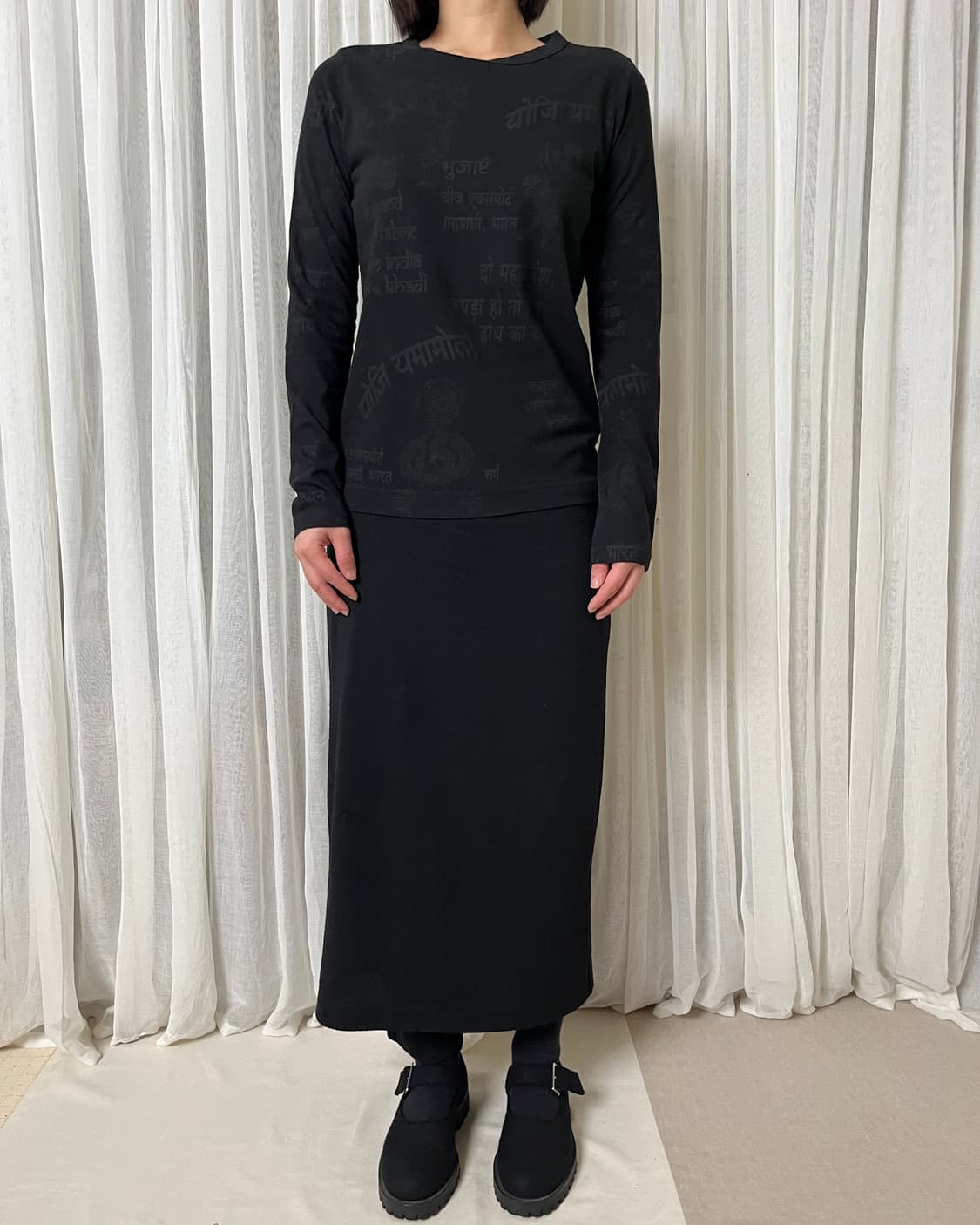 요지야마모토 힌디어 프린트 롱슬리브 티셔츠 yohji yamamoto 상품이미지3