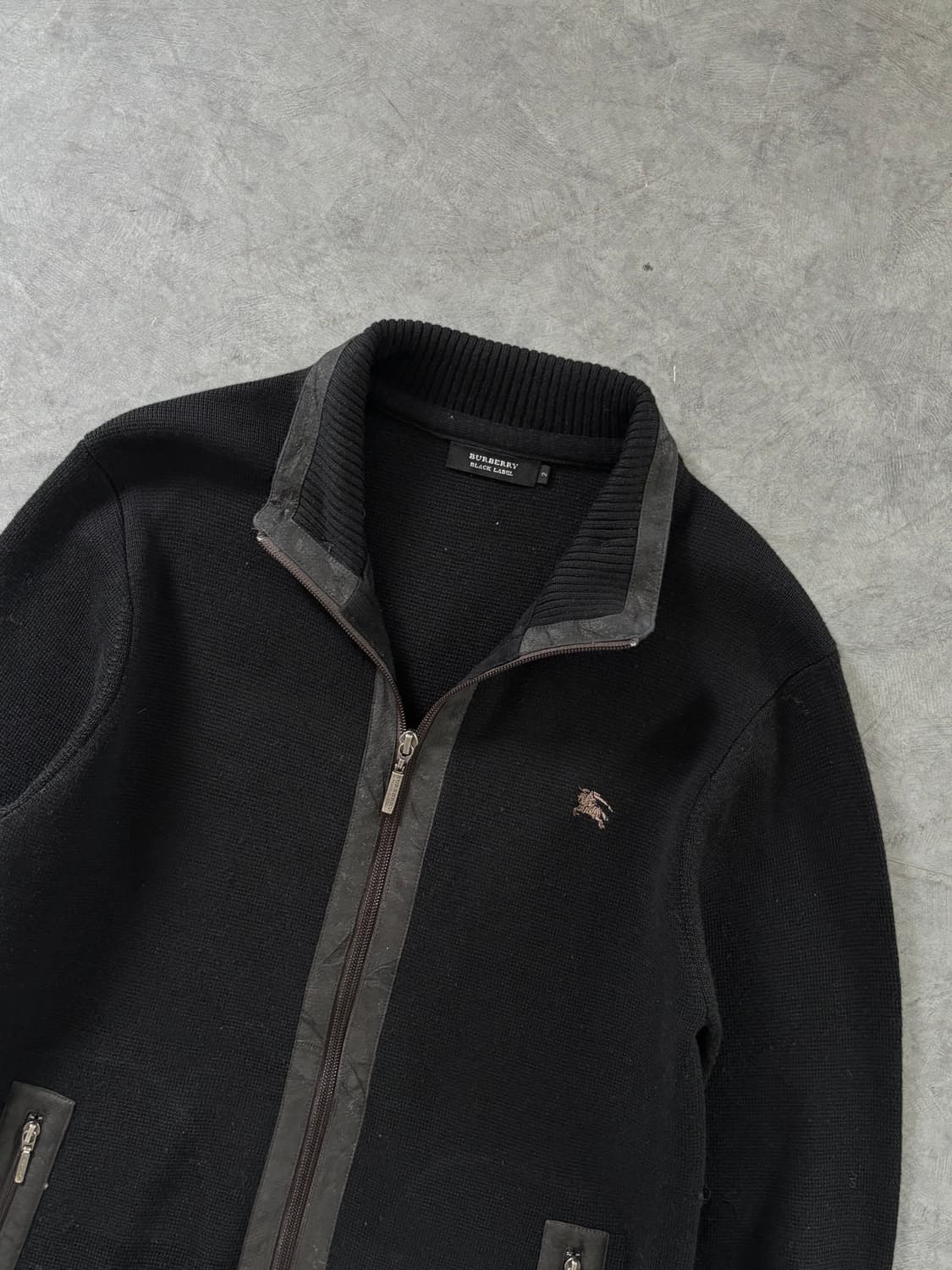 Burberry 버버리 블랙라벨 블랙 레더 트리밍 집업 상품이미지1