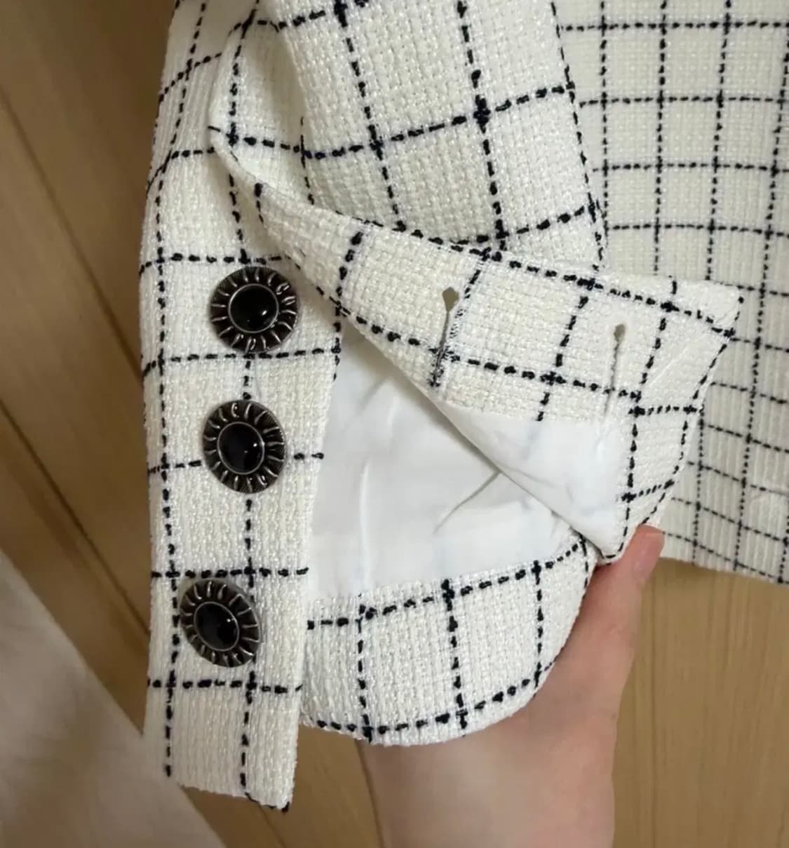 HELDER 체크패턴 더블버튼 원피스 55 상품이미지2