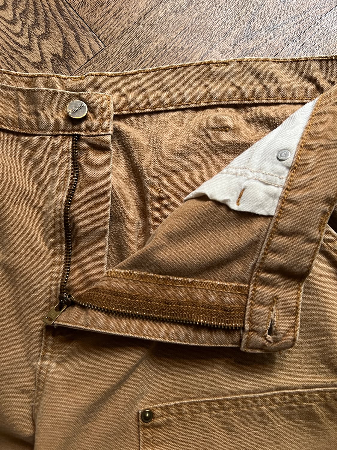 [36]칼하트 USA 빈티지 페이딩 브라운 더블니 워크 팬츠 상품이미지3