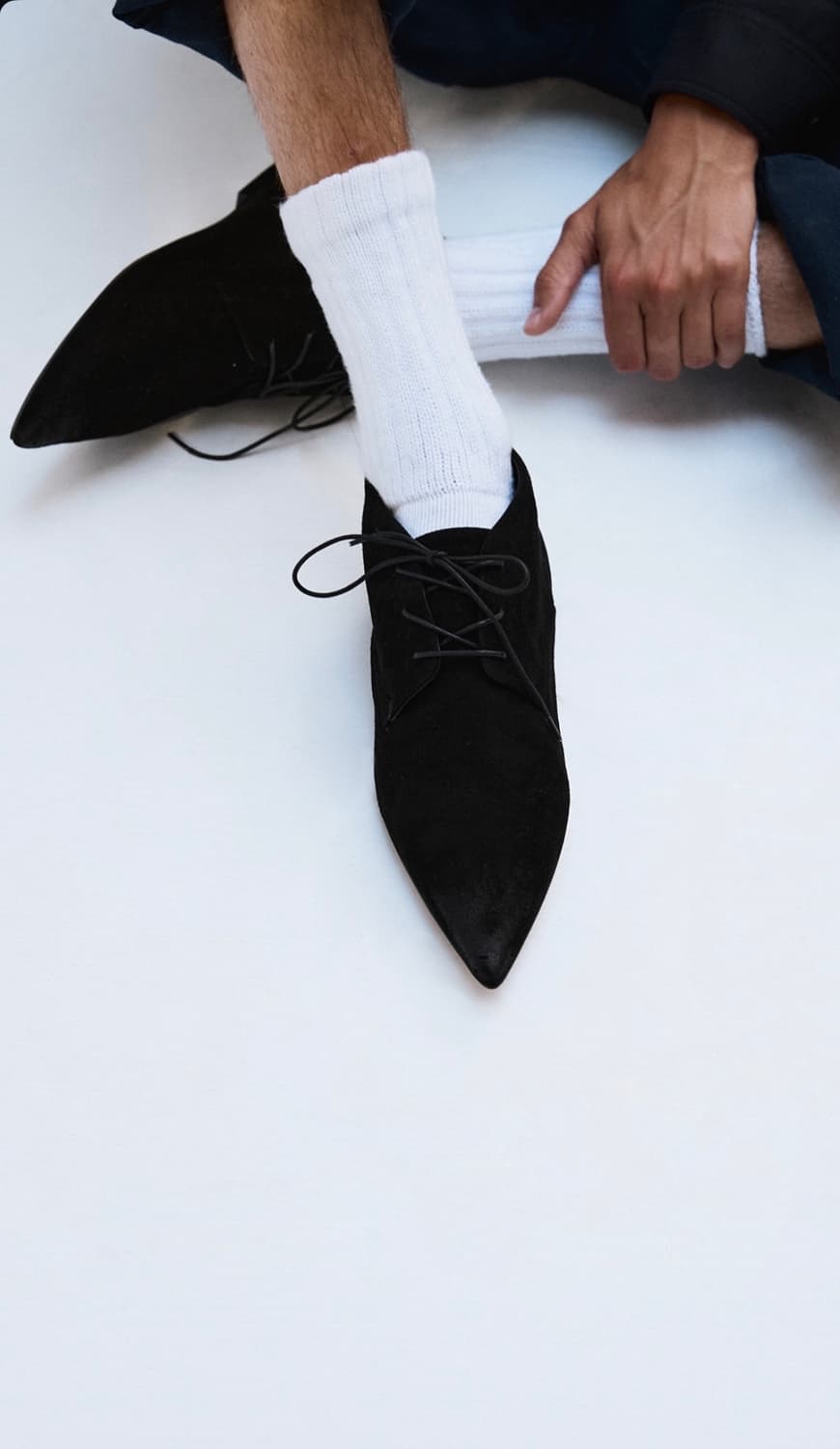 렉토 스웨이드 하이넥 포인트 토 더비 슈즈 부츠 블랙 상품이미지5