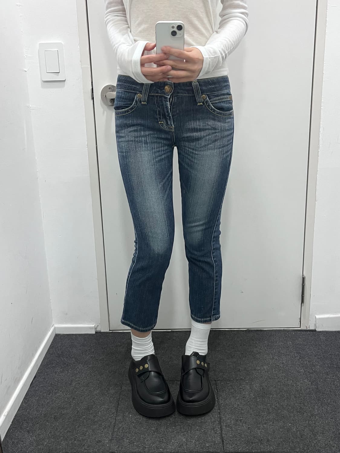 Vienus Jean  y2k 데님 카프리 팬츠 바지 상품이미지1