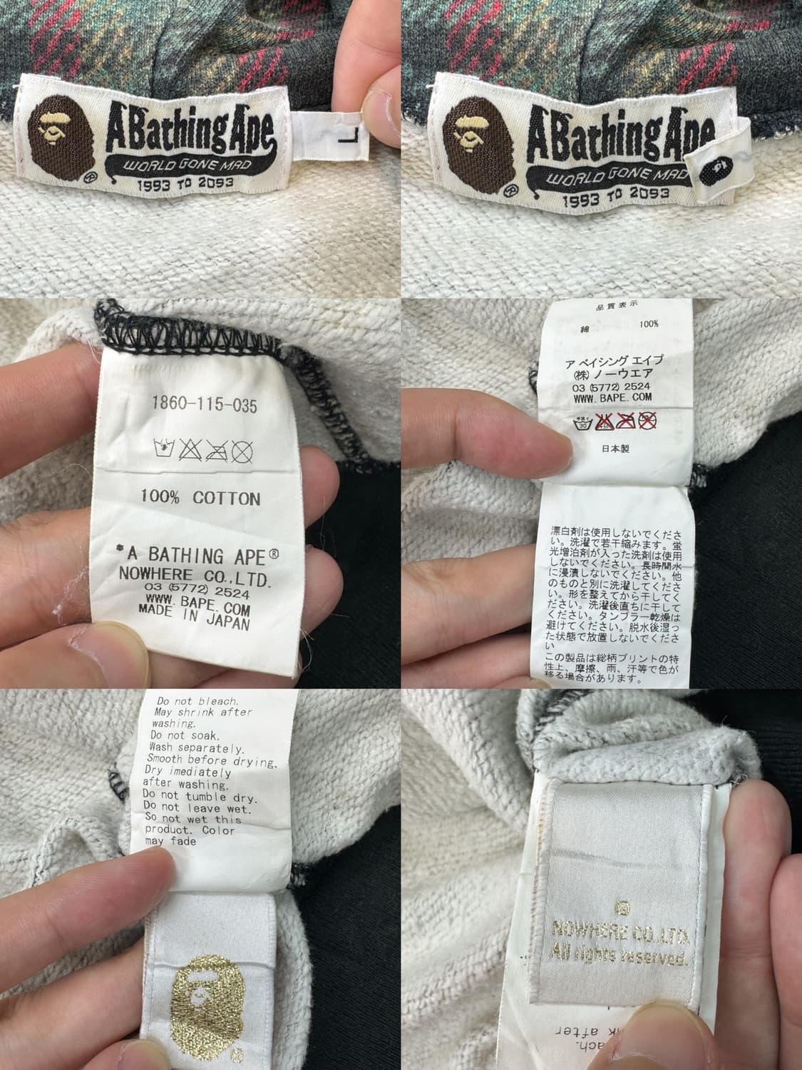 베이프 플레이드 체크 풀 집 후디 상품이미지8