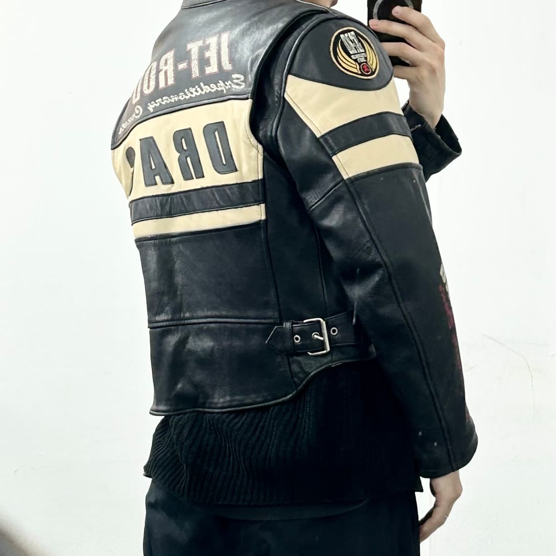 야마하 Jet-Rod 소가죽 크롭 레이싱 자켓 상품이미지3