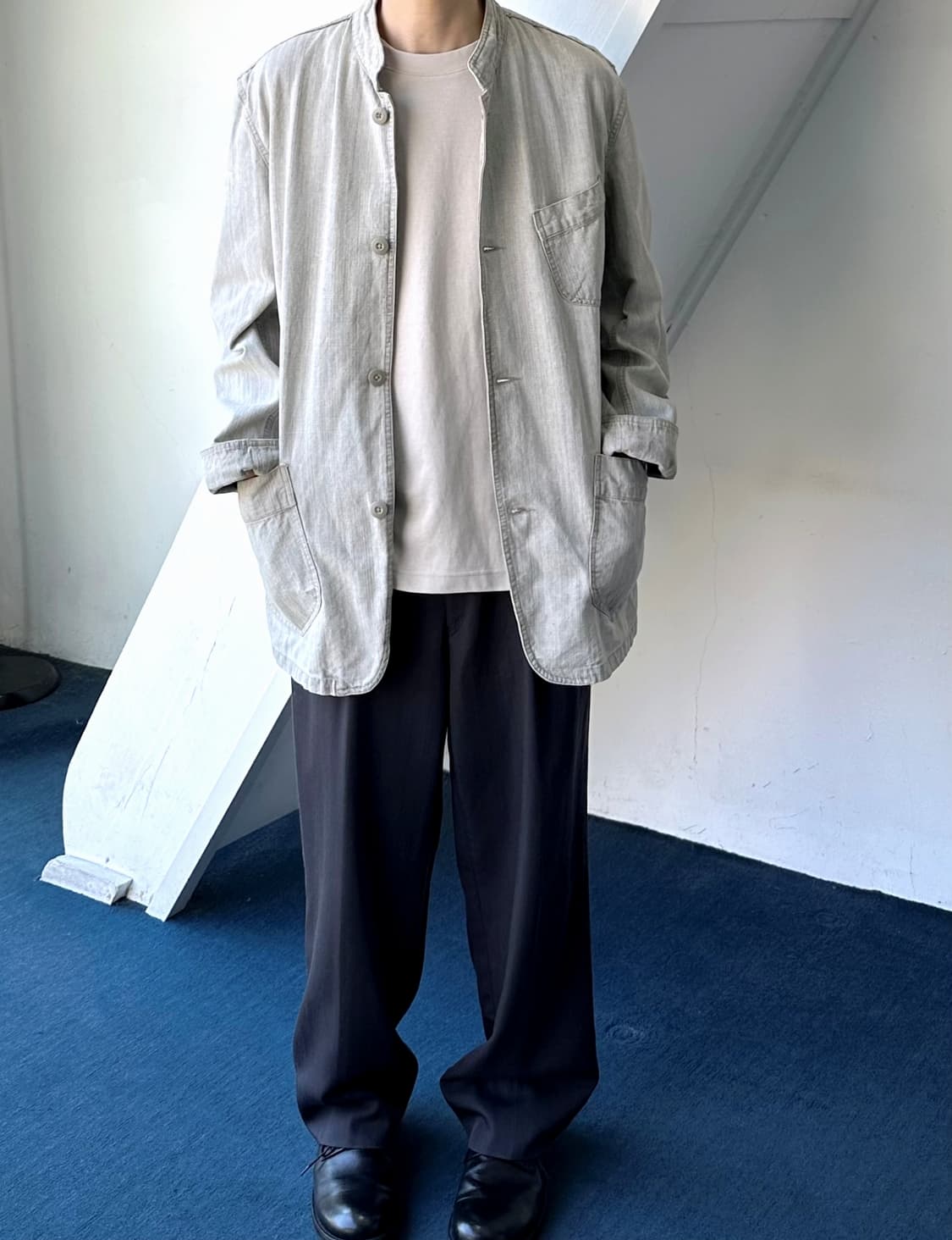 Denim stand collar work jacket 상품이미지4