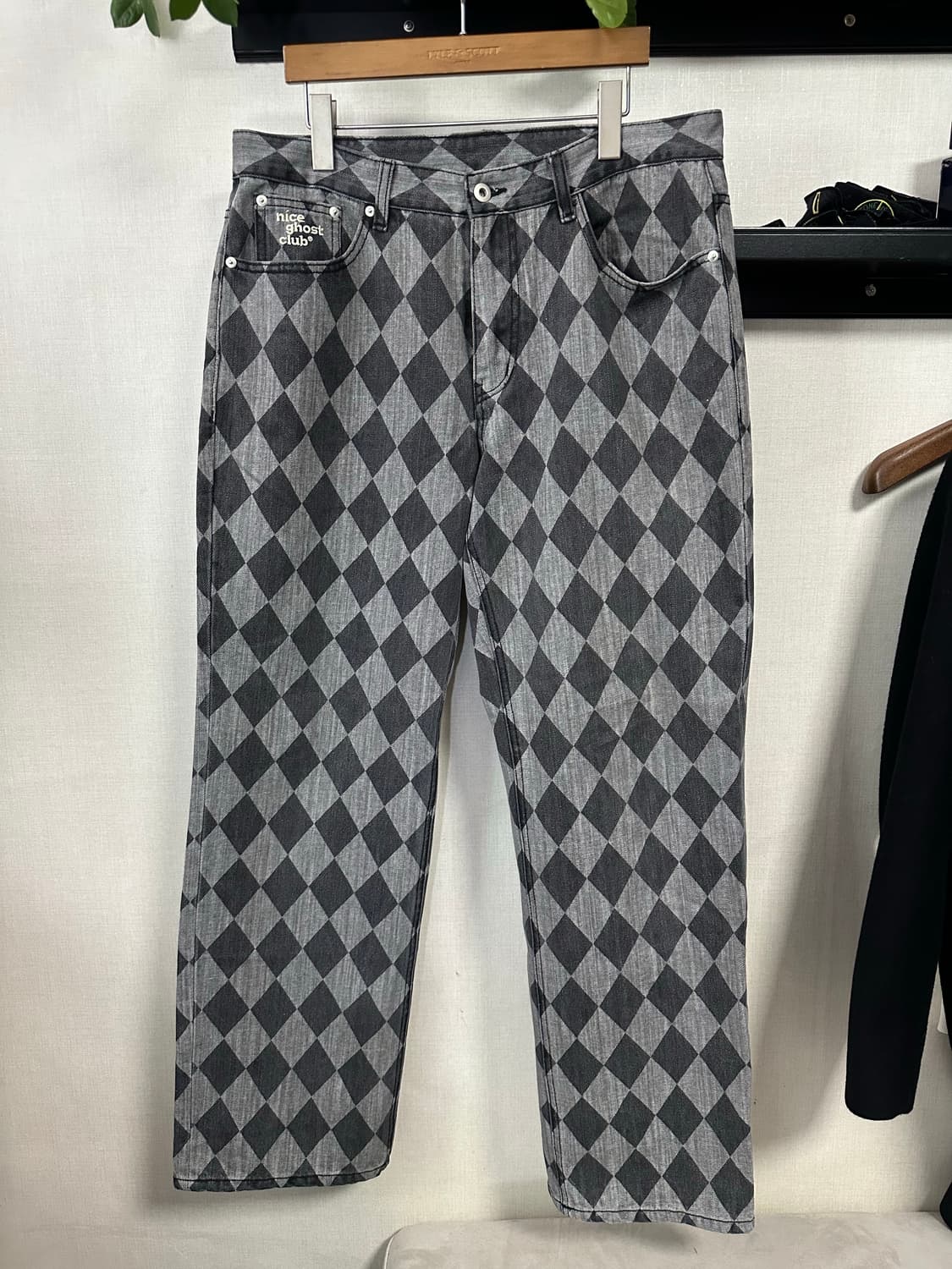 나이스고스트클럽 바지 체크 데님 34 상품이미지2