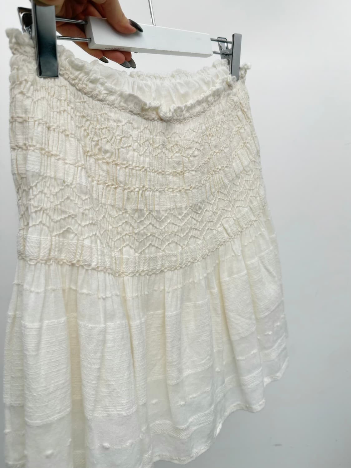 아이보리 스모크셔링 미니 스커트 상품이미지3