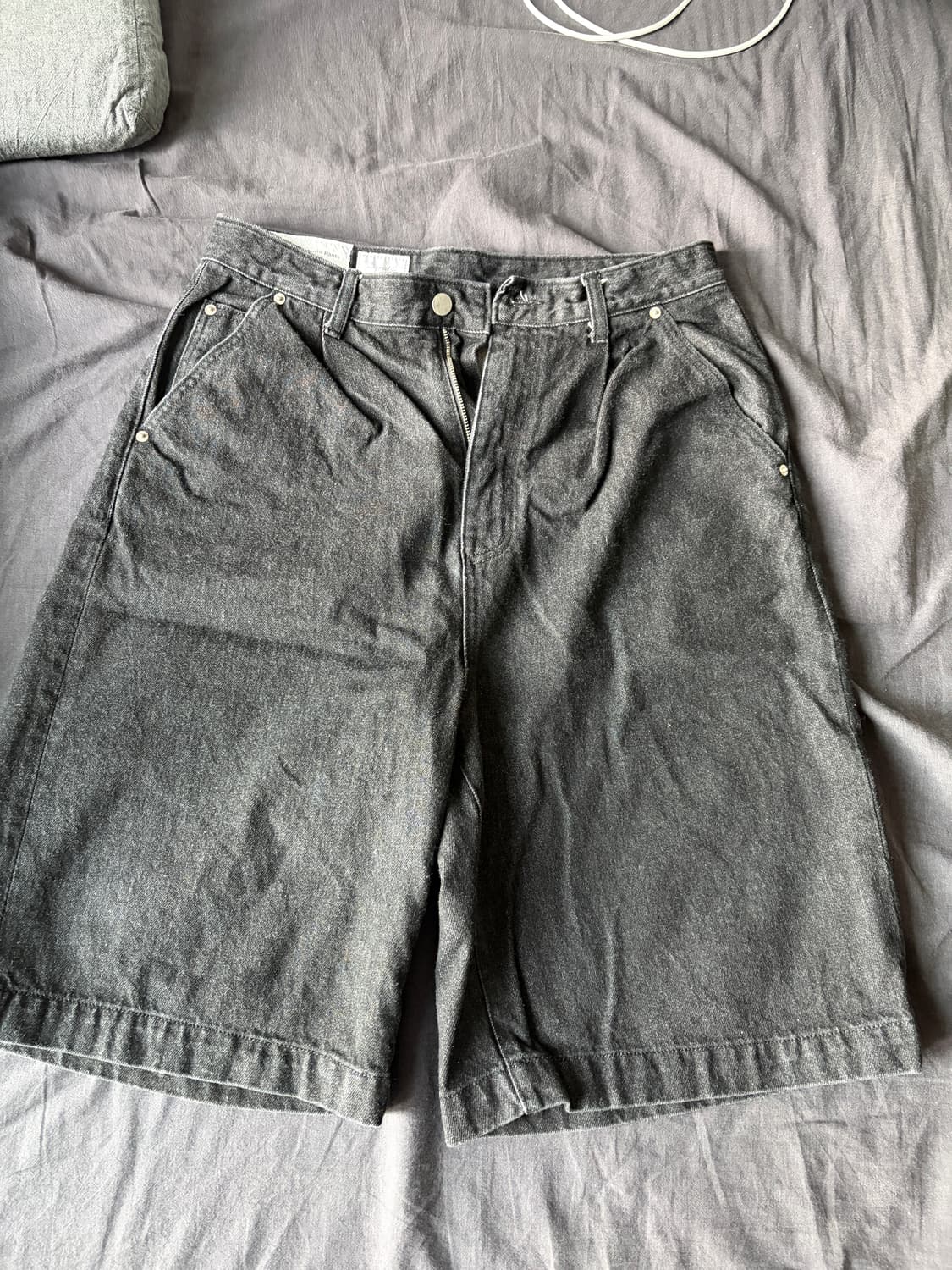 유스 데님 하프팬츠 블랙 M사이즈 상품이미지1