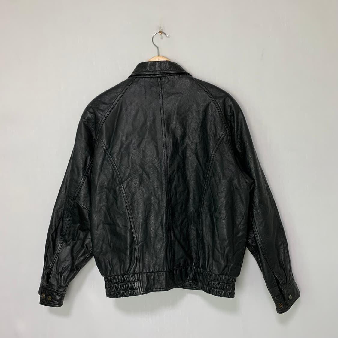 빈티지 블랙 소가죽 봄버 레더 자켓 00s 2010 남녀공용 상품이미지4