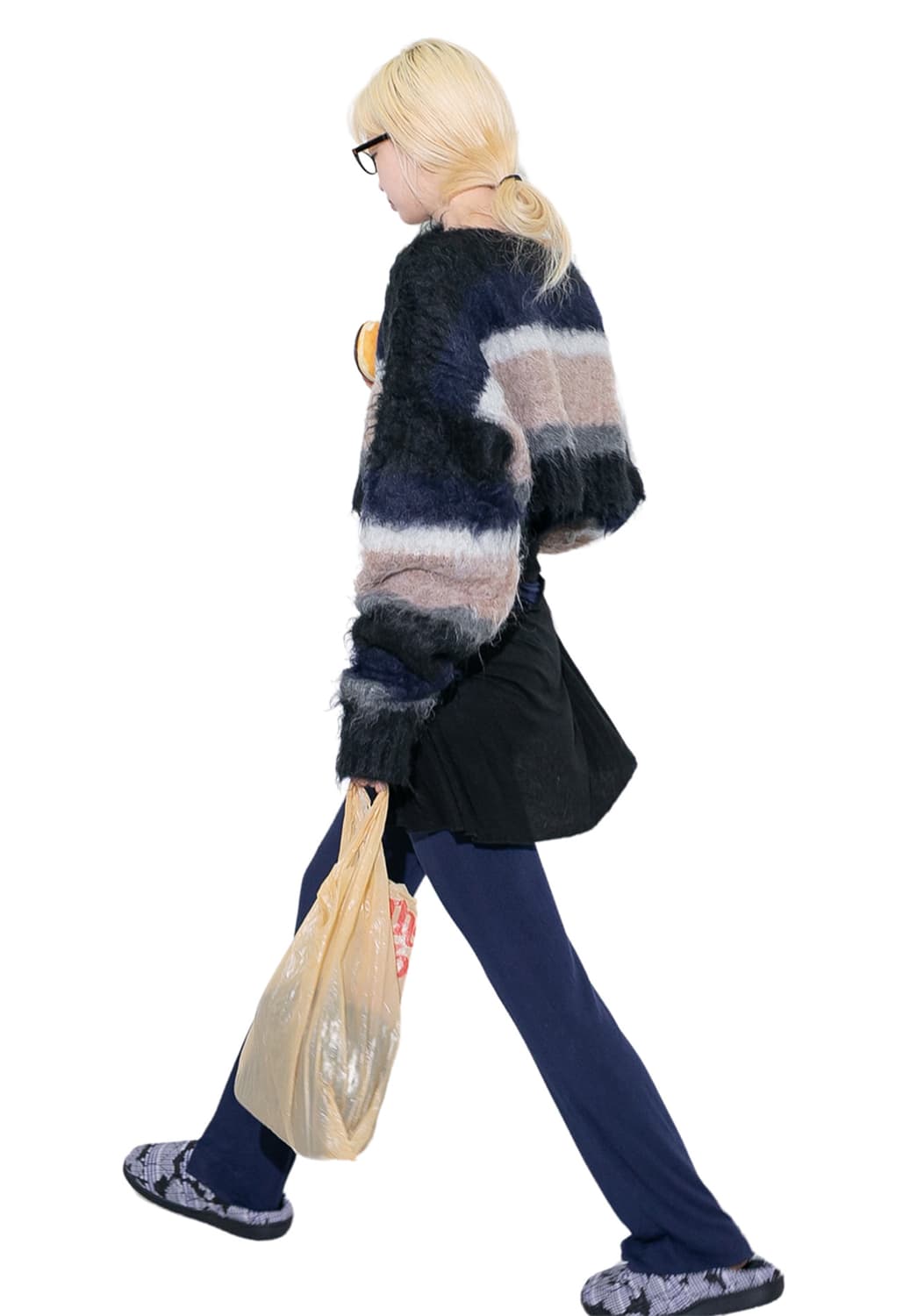 DOUBLE STRIPE TOP AND SCARF black 상품이미지2