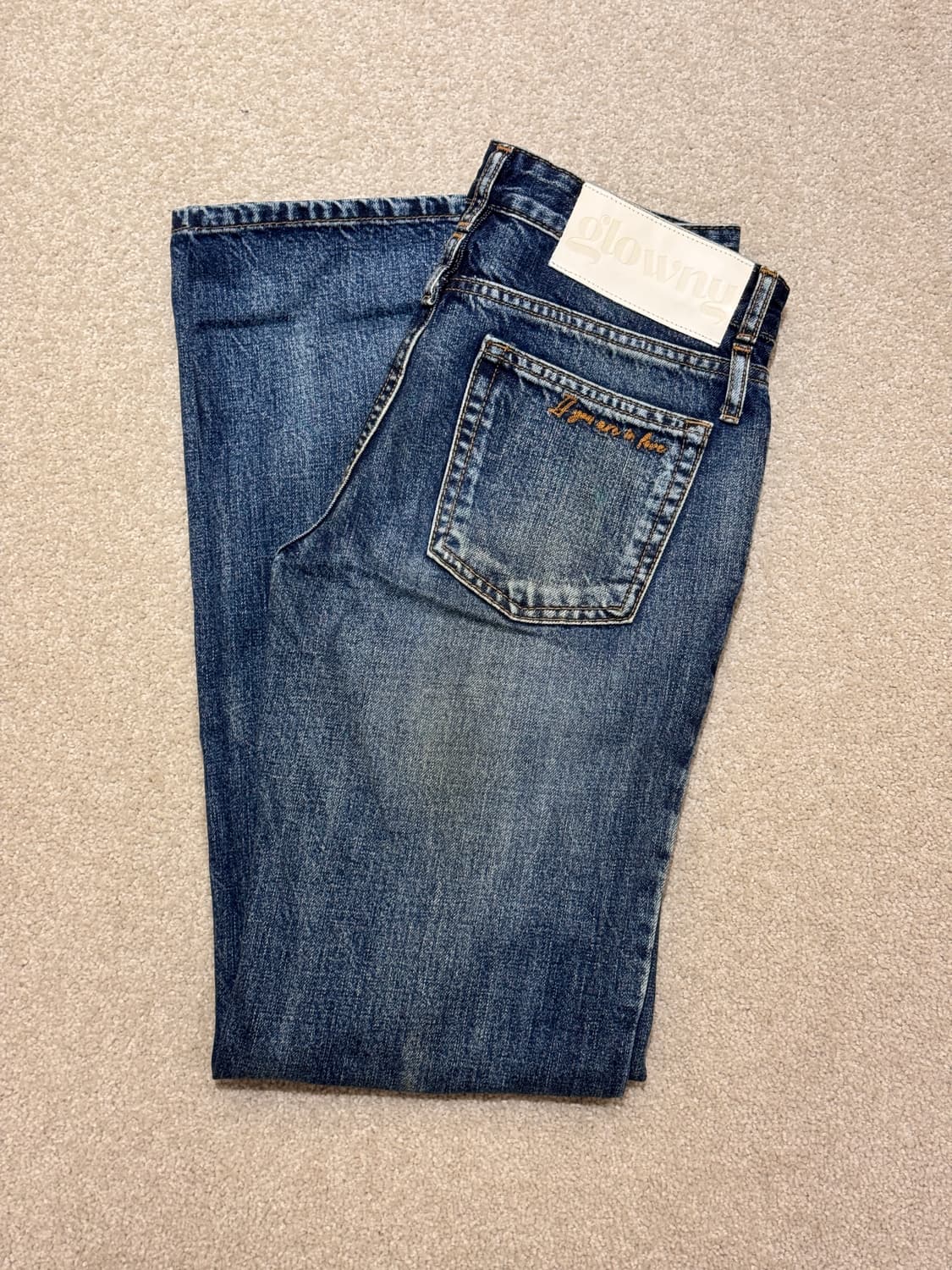 글로니 더블 벨티드 부츠 컷 데님 진 블루 (s) 상품이미지3