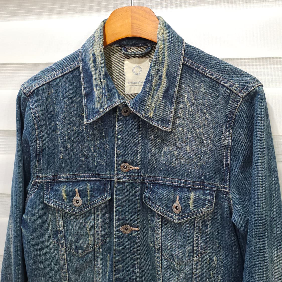 Browny Vintage 데미지가공 데님자켓- M 상품이미지2