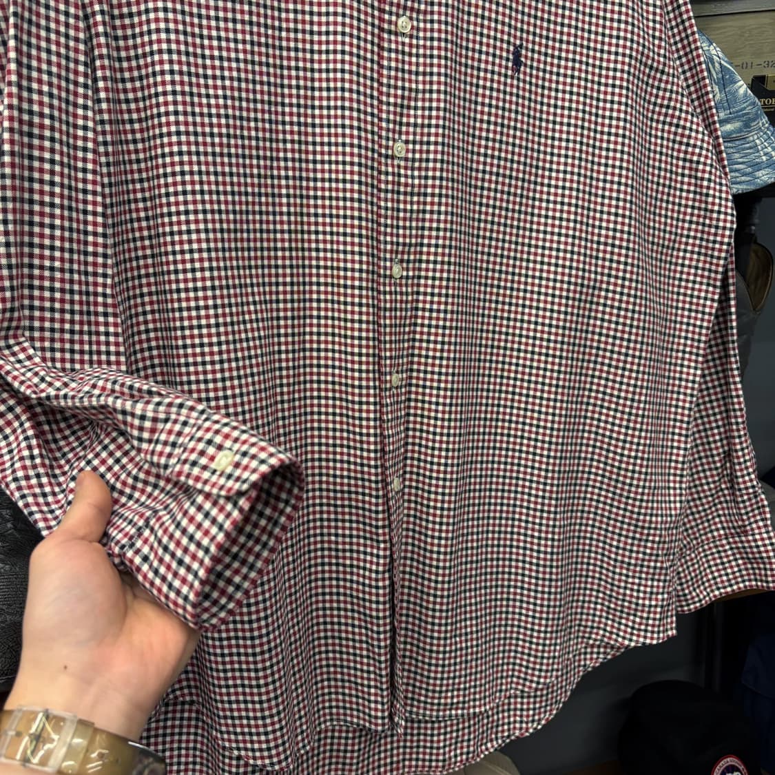 폴로 랄프로렌 클래식 마이크로 깅엄체크 버튼다운 셔츠 코튼트윌 N658 상품이미지4