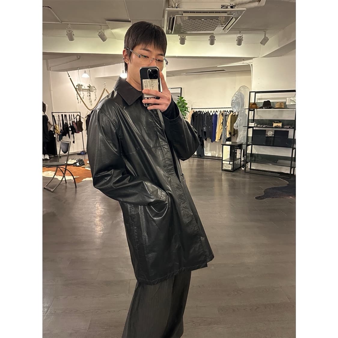 지에다 레더 코트 상품이미지4