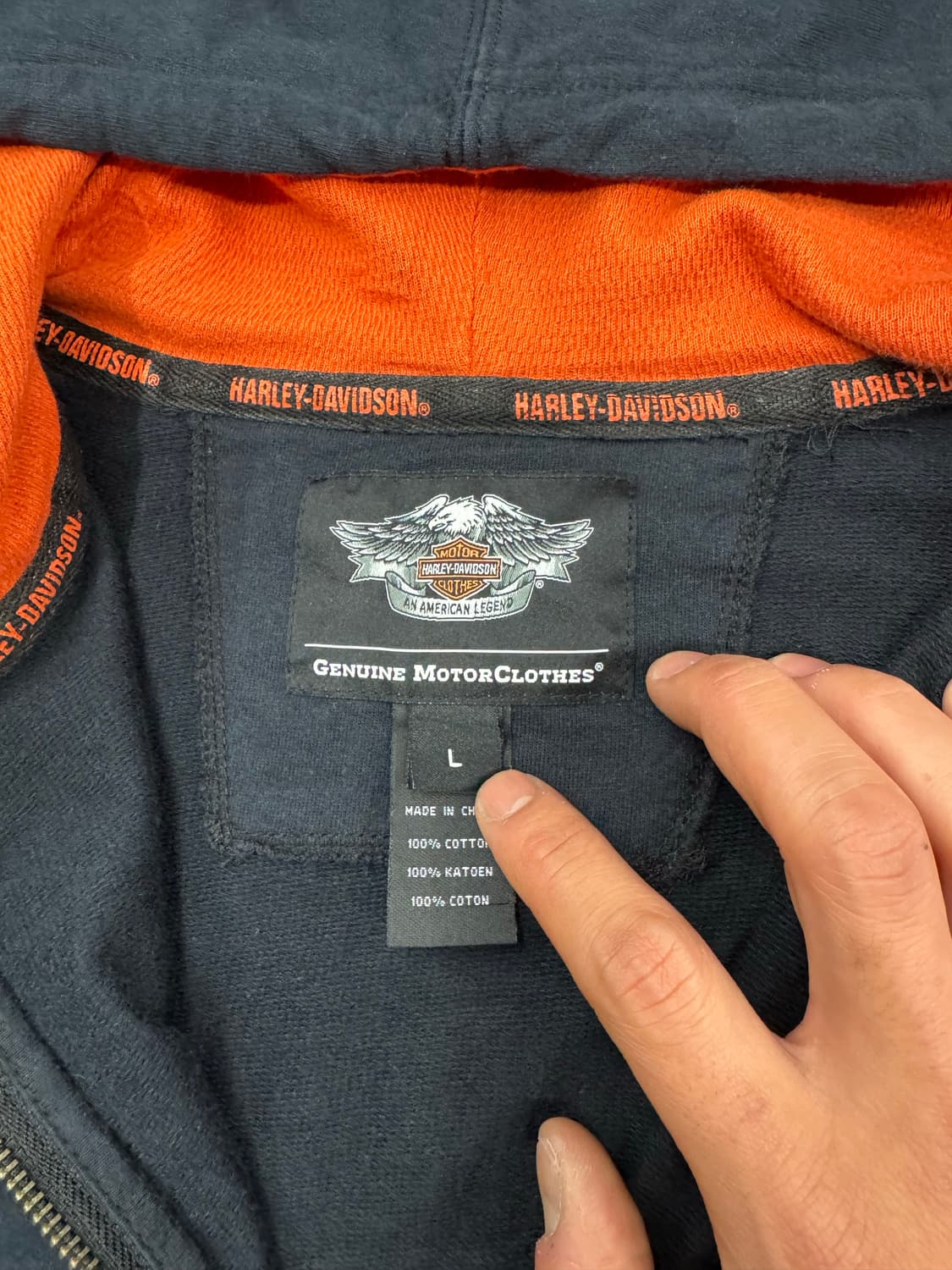 할리데이비슨 불꽃 플레임 등판 자수 후드집업 상품이미지3