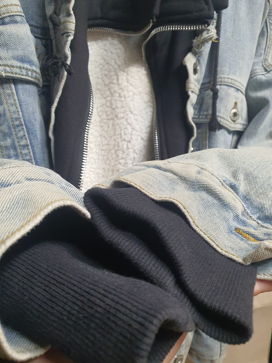 레이어드 후드 데님자켓  상품이미지4