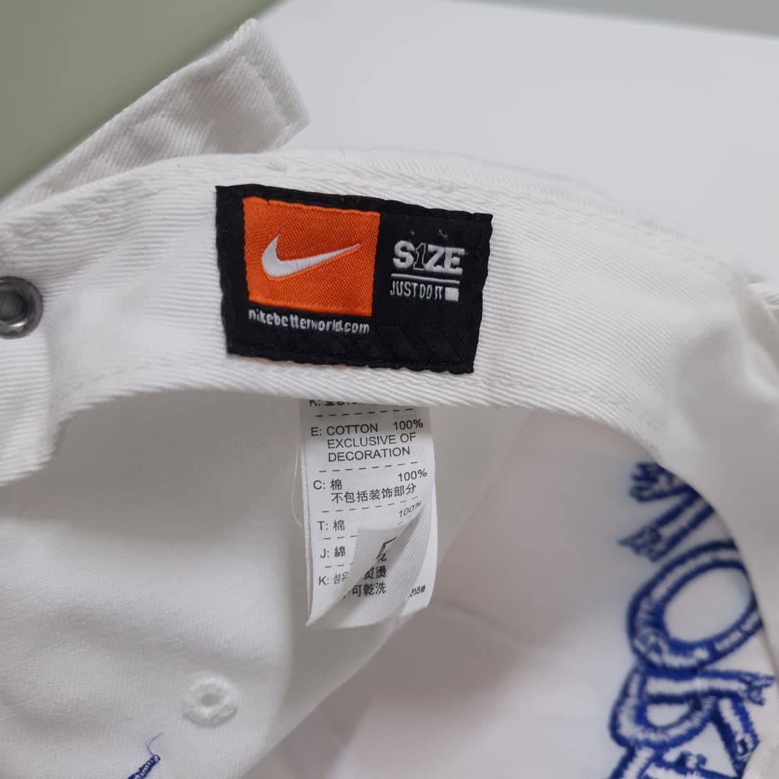 OS) 나이키 코리아 축구협회 국대 빅로고 자수 볼캡 화이트 블루 상품이미지7