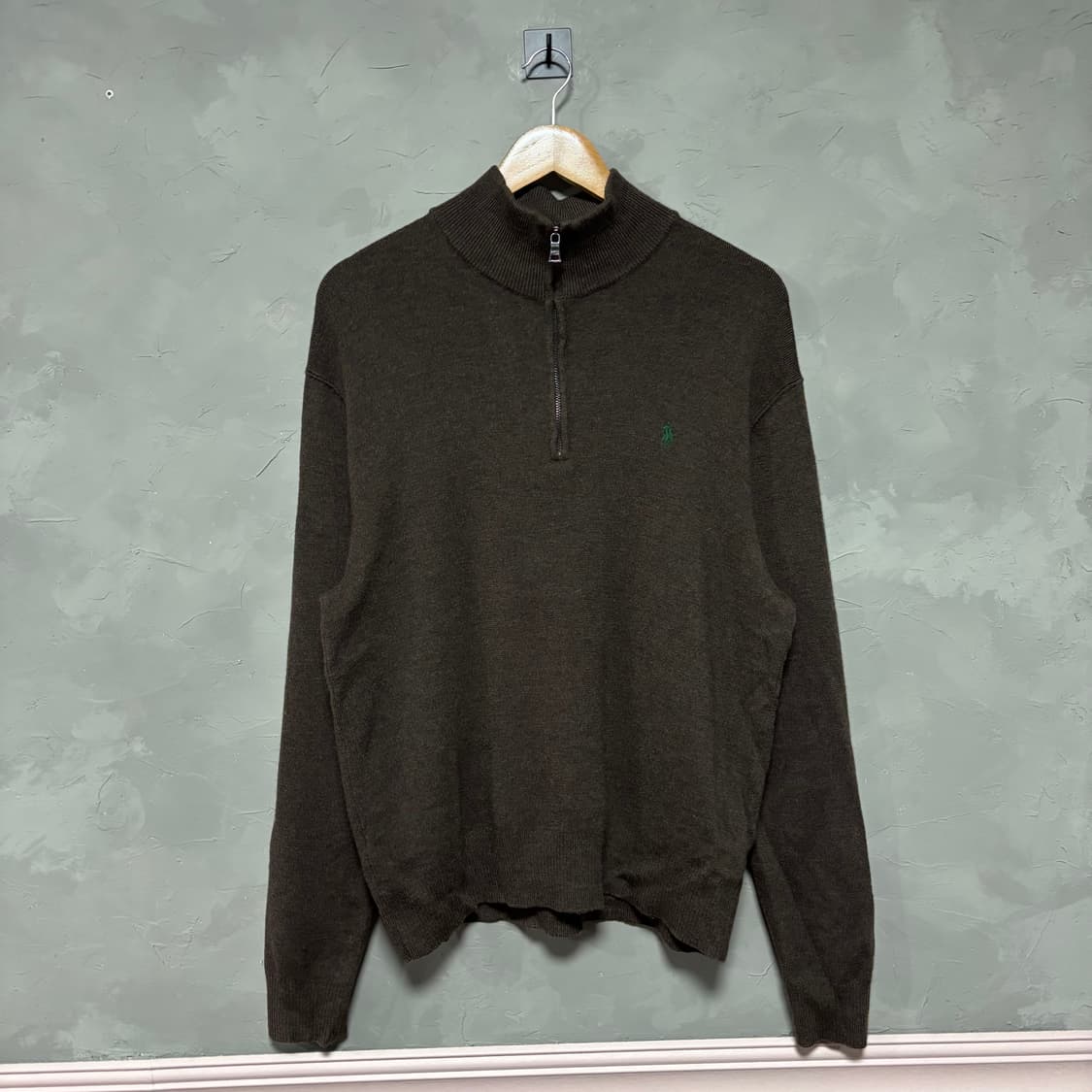 폴로 랄프로렌 신형 니트 반집업 브라운 상품이미지1