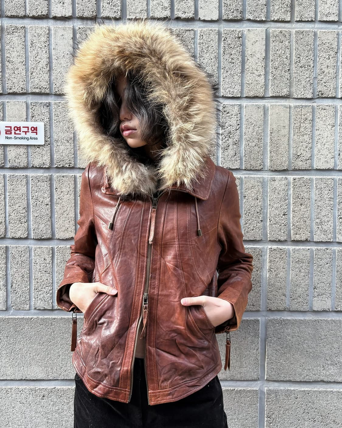 리얼 레더 퍼 후디 디테일 슬림자켓 상품이미지7