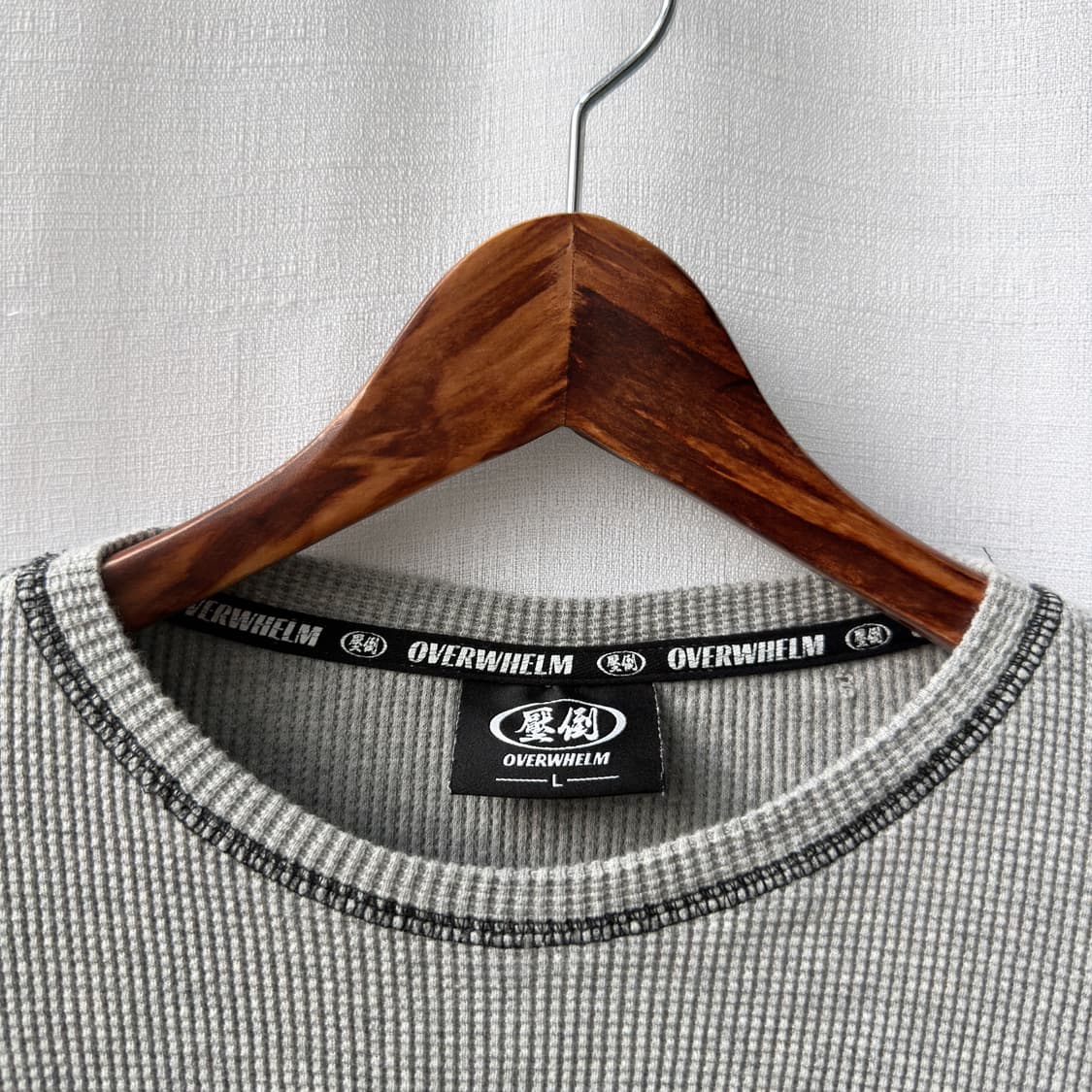 Overwhelm 압도 프린팅 와플 긴팔 티셔츠 그레이 L 상품이미지8