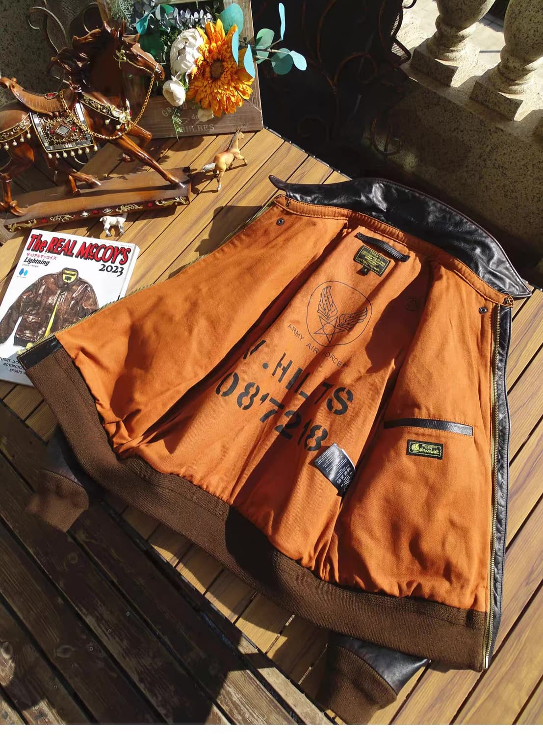 A-2 가죽자켓 레드브라운 말가죽 40(XL) 새상품 판매 상품이미지5