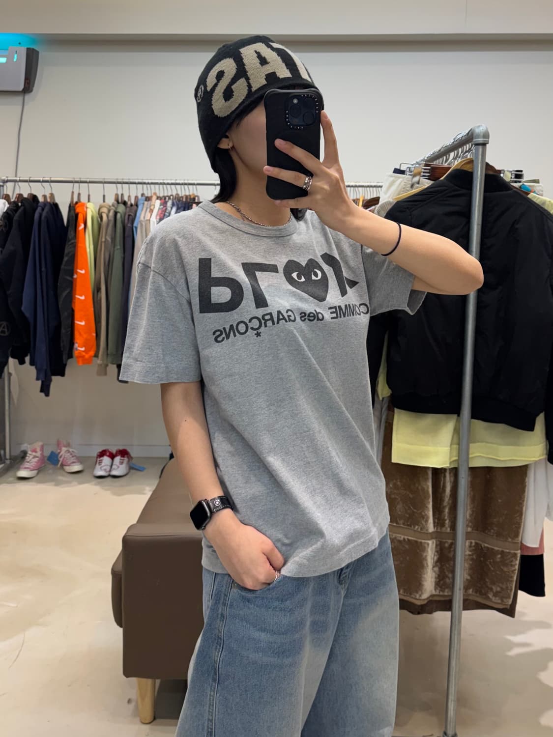 꼼데가르송 플레이 티셔츠 그레이 상품이미지5